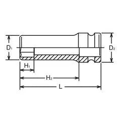 Ko-ken 3/8" Drive 6-point Thin Walled Deep Impact Sockets