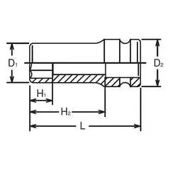 Ko-ken 1/2" Drive 6-point Thin Walled Semi Deep Impact Sockets