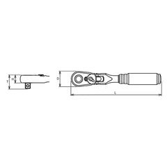 Ko-ken 3/8" x 4.5" Flex Head Reversible Ratchet with Quick Release Button