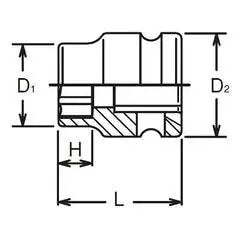 Ko-ken 1/2" Drive 6-point Thin Walled Short Impact Sockets
