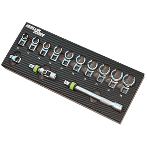 Mueller-Kueps 13-Pc Ratchet Flare-Nut Wrench Kit (10–19 mm, 3/8″ Drive)