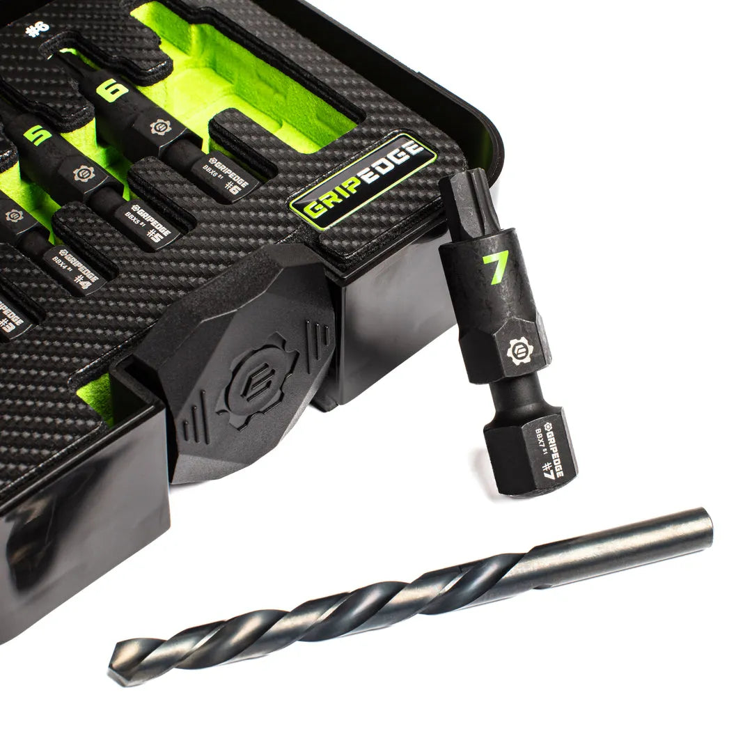 GRIPEDGE G-FORS Bolt Extractor Set — 14-Pc (Hammer-In, Left-Hand Drill Bits)