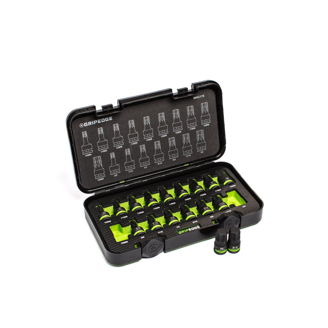 GRIPEDGE RPT Impact Hex Driver Set — 17-Pc, 1/2″ Drive (Master Metric & SAE)