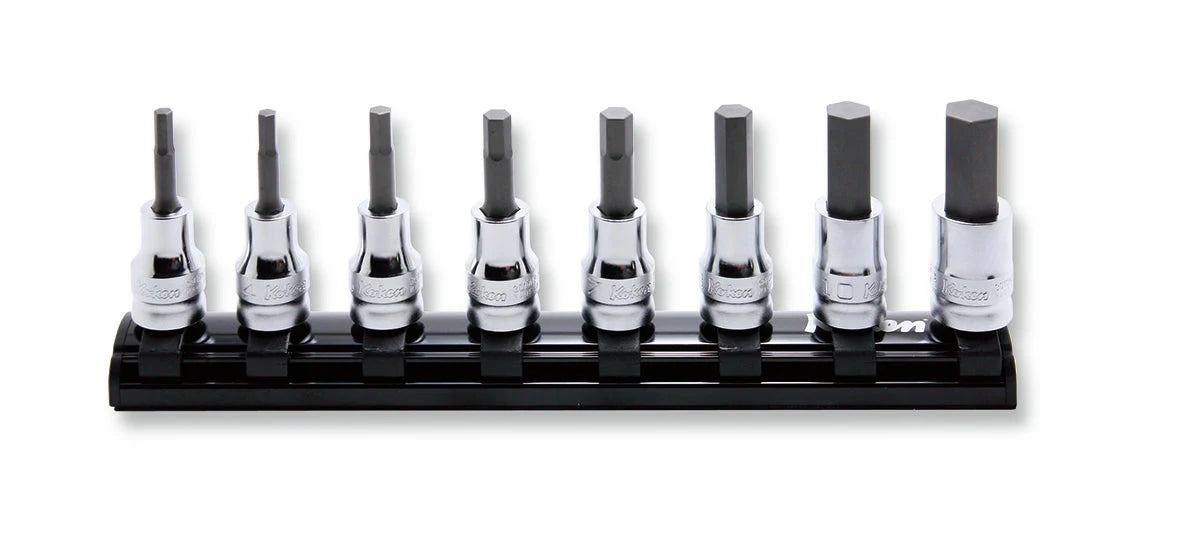 Ko-ken 3/8" Inhex Bit Socket Set (8 pieces) / Rail 7.8"