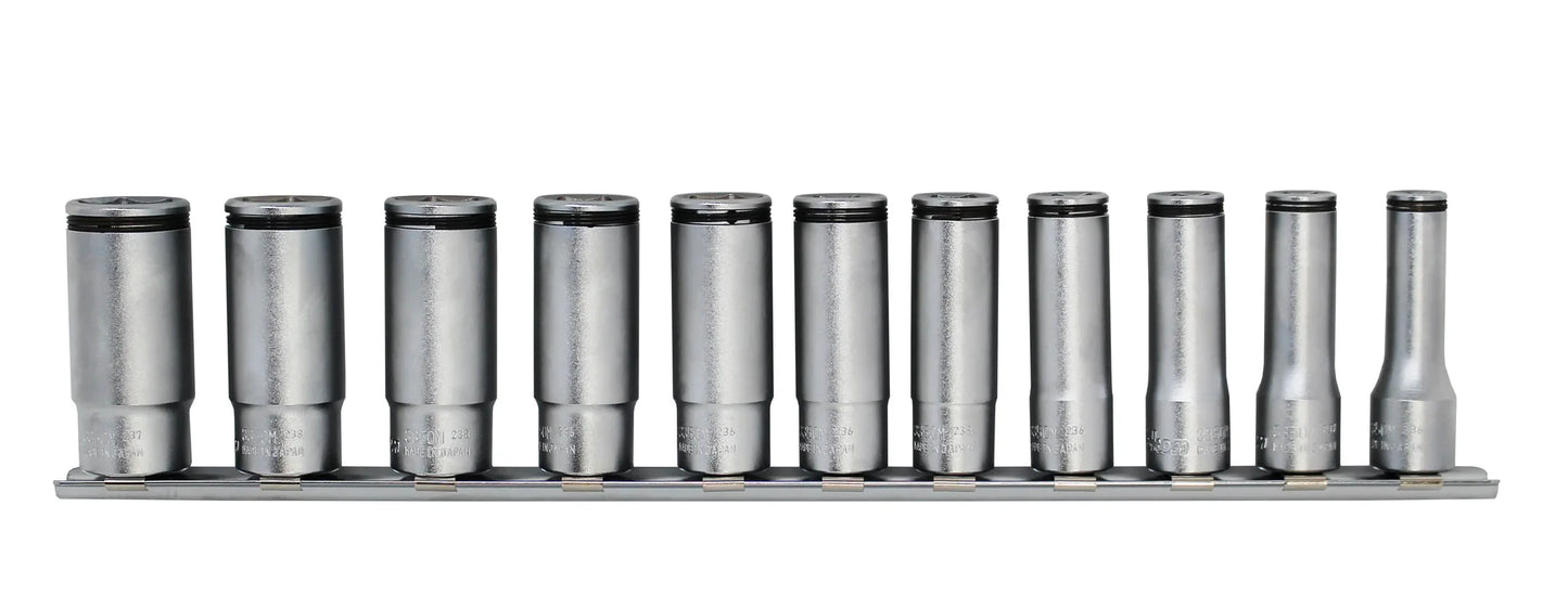 Ko-ken 3/8" Deep NUT GRIP Socket Set (8–19mm) — 11 Pc Front View
