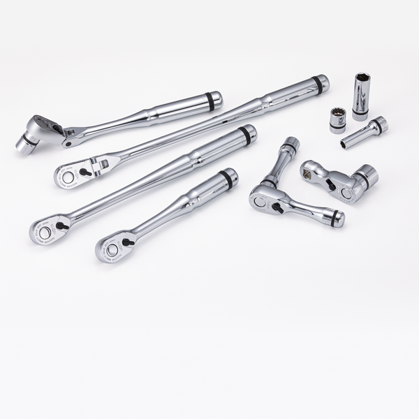 Nepros 3/8" Drive Flex-Head Ratchet Handle (90-Tooth) Multiple Views