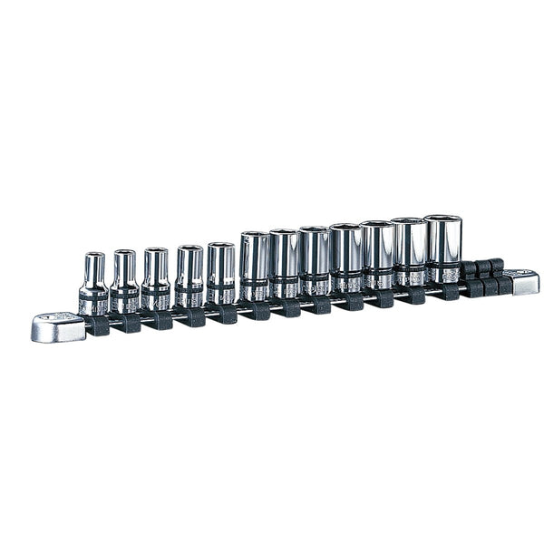 Nepros 3/8"sq. Semi-Deep Socket Set (6pt.) Metric (12pcs) Right View