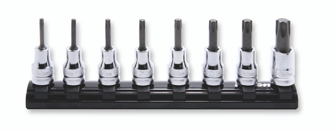 Ko-ken 3/8" TORX® Bit Socket Set (8 pieces) / Rail 7.8"