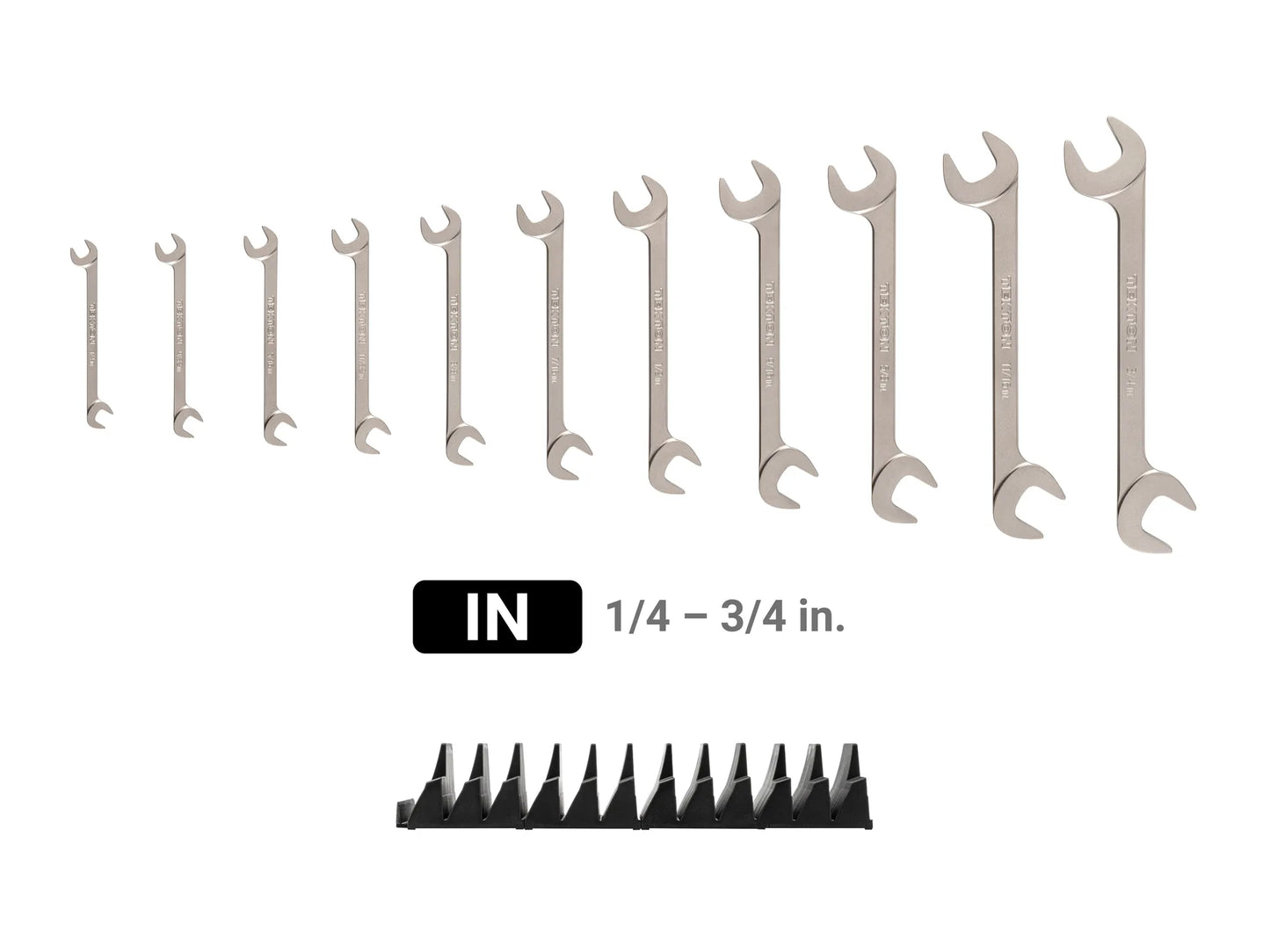 Tekton Angle Head Open End Wrench Set with Modular Organizers, 11-Piece (1/4-3/4 in)