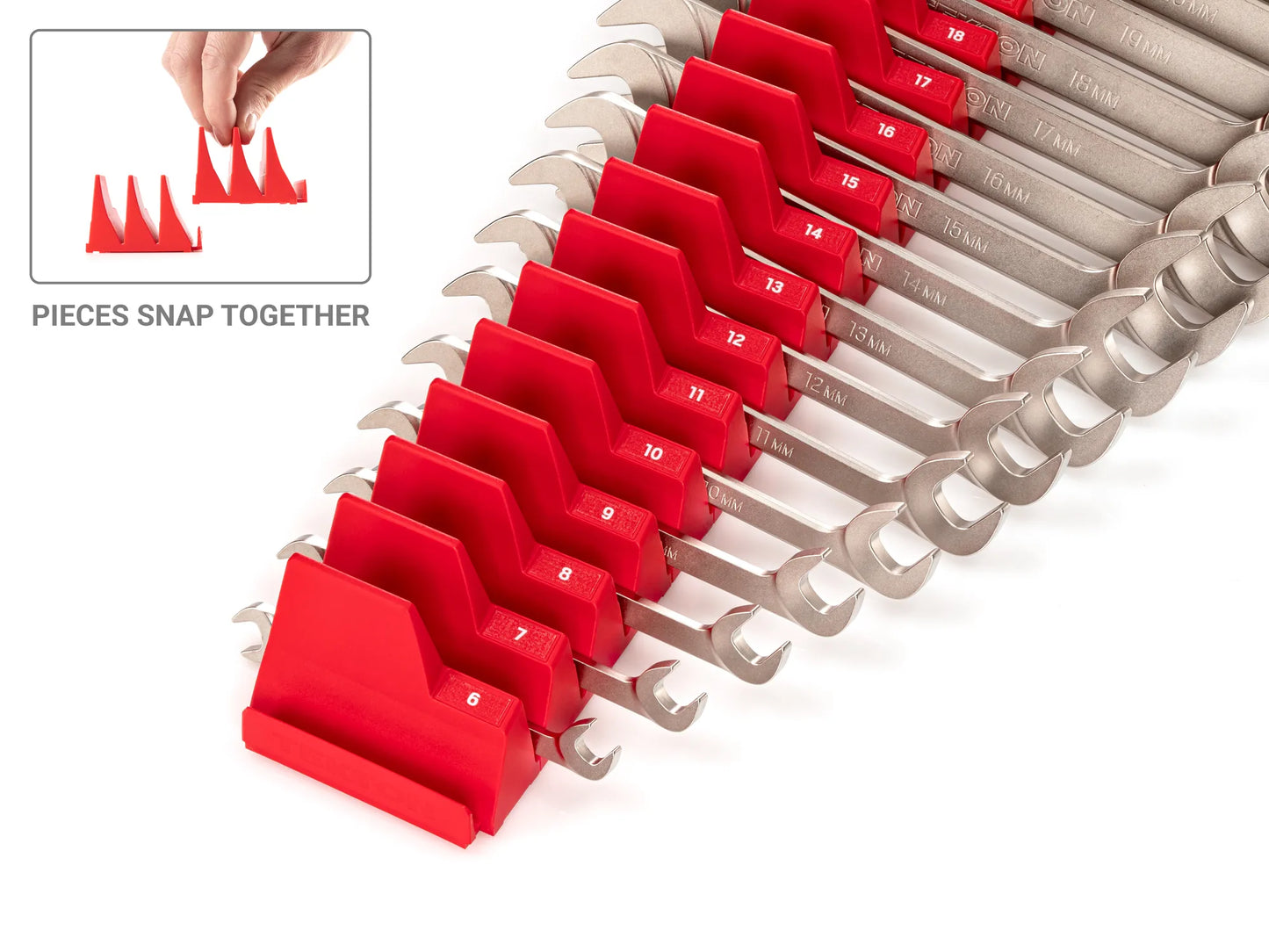 Tekton Angle Head Open End Wrench Set with Modular Organizers, 25-Piece (1/4-3/4 in, 6-19 mm)