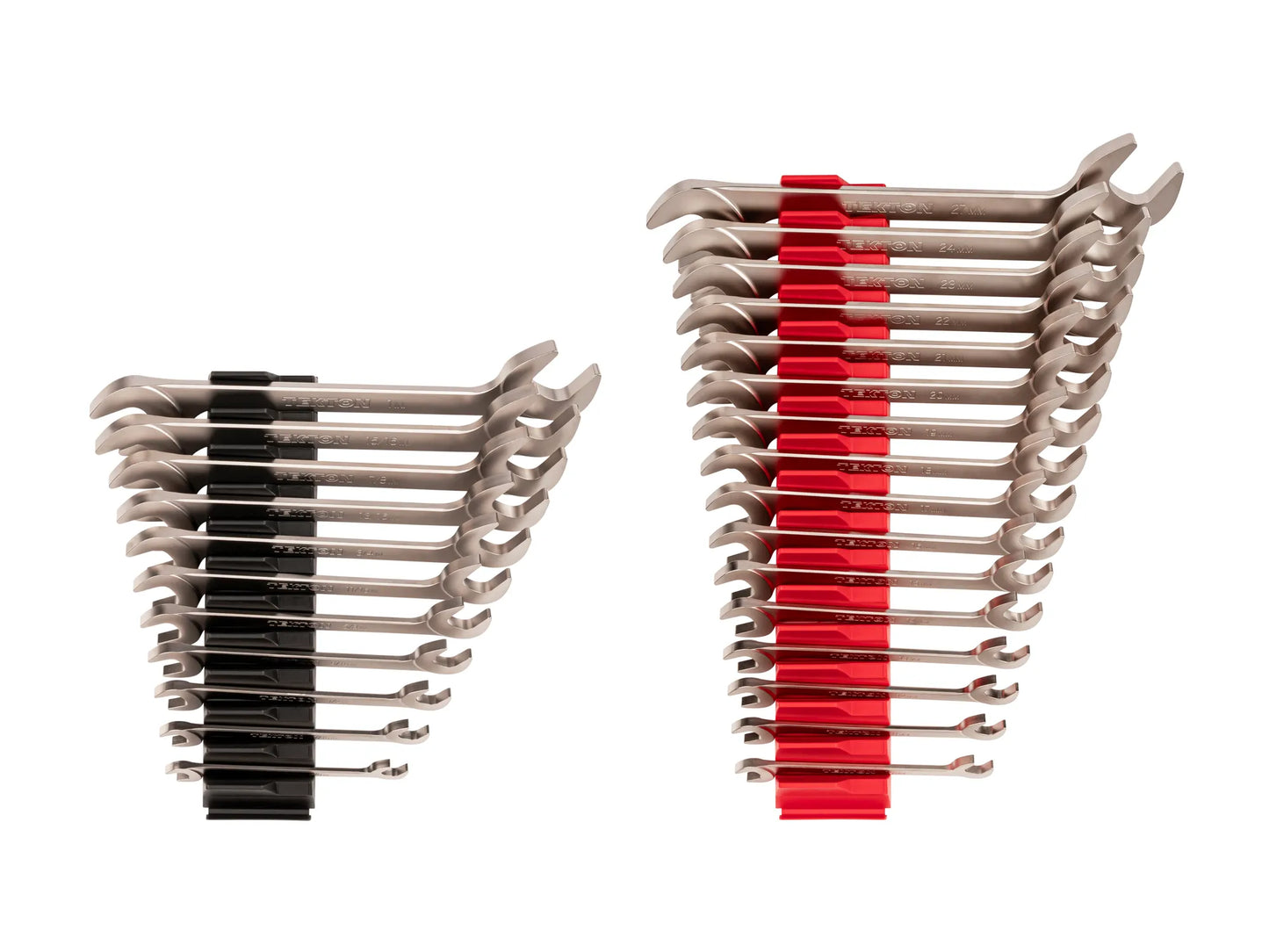 Tekton Angle Head Open End Wrench Set with Modular Organizers, 27-Piece (3/8-1 in, 10-27 mm)