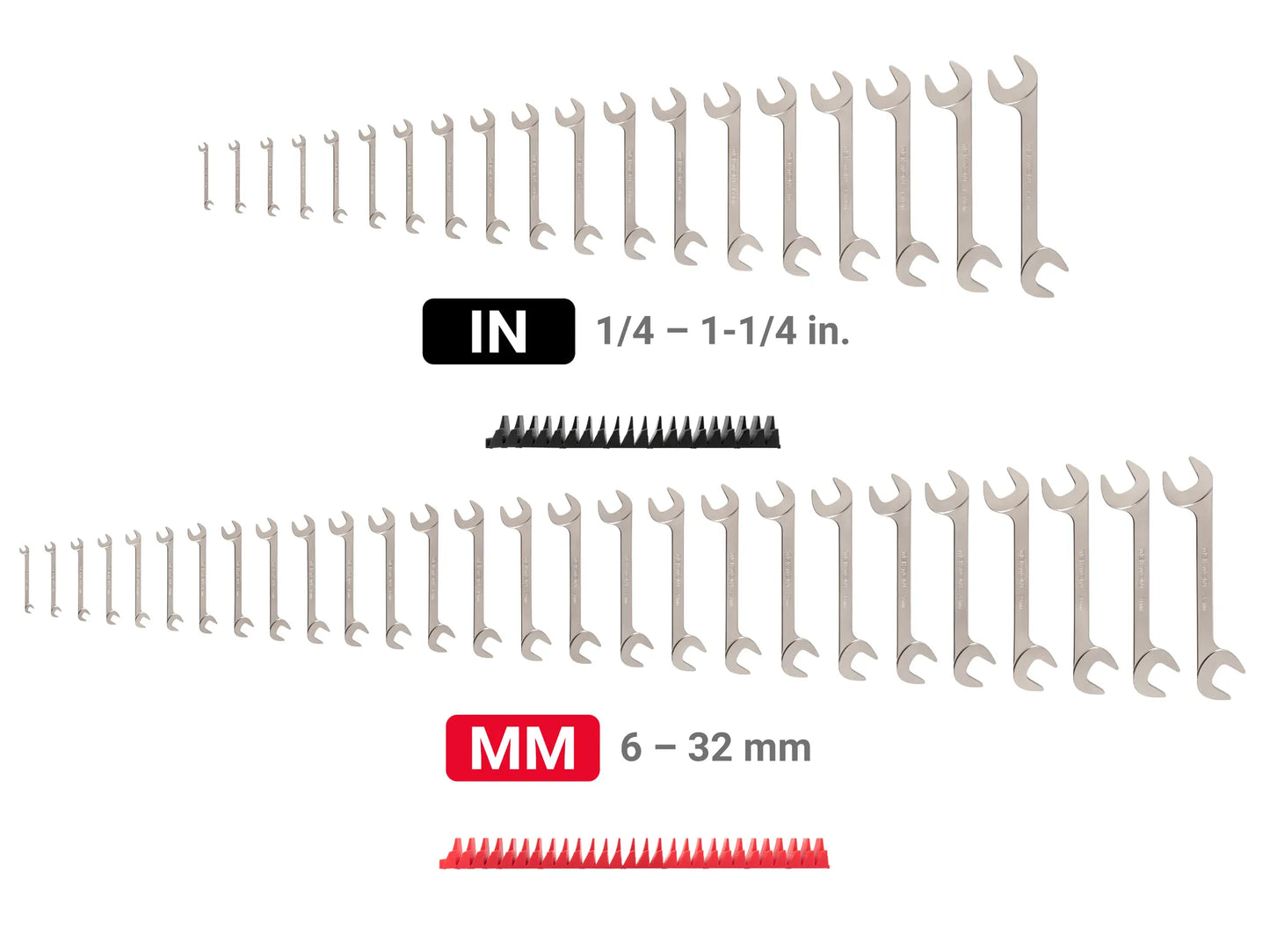 Tekton Angle Head Open End Wrench Set with Modular Organizers, 46-Piece (1/4 - 1-1/4 in, 6 - 32 mm)