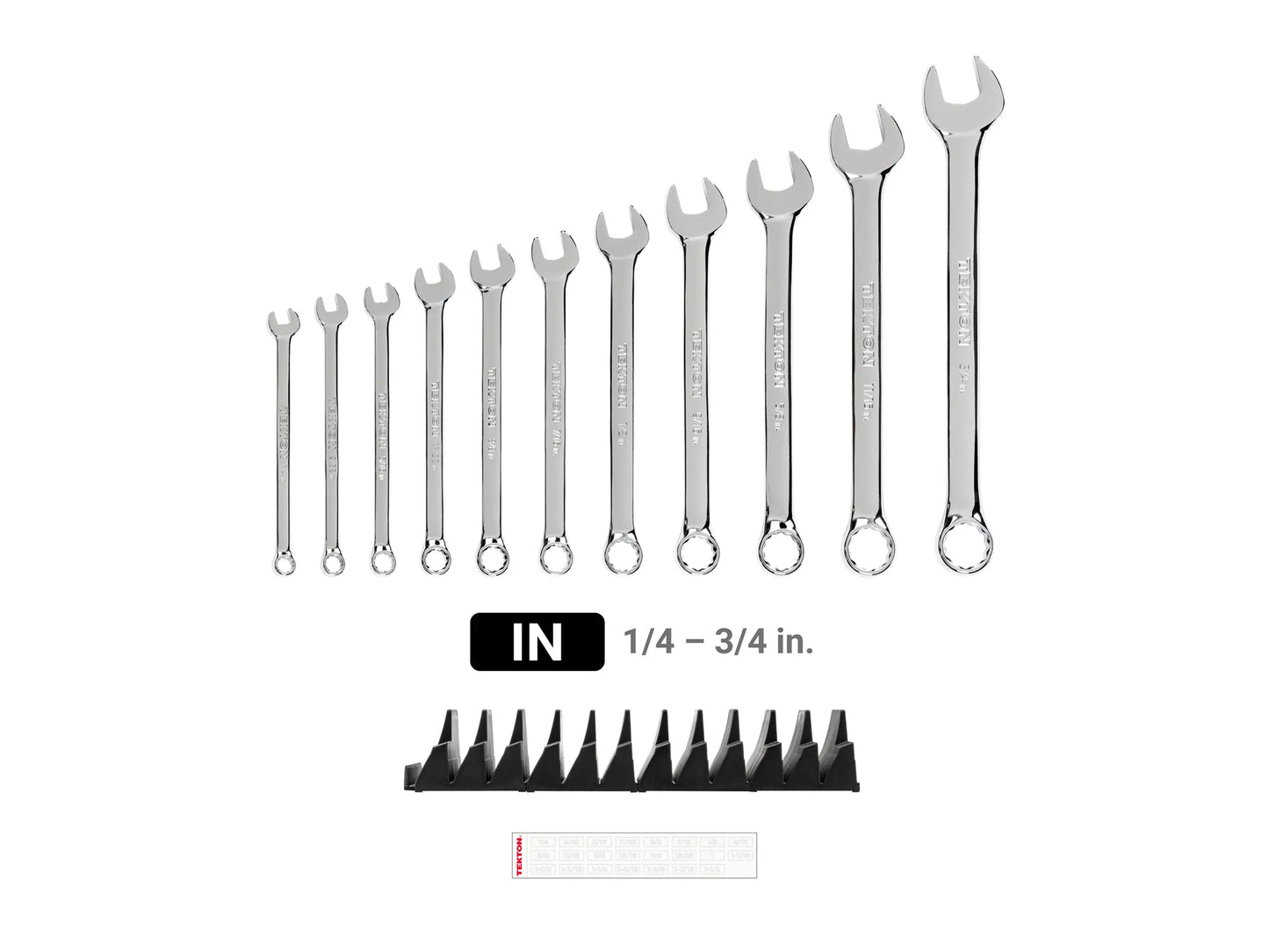 Tekton Combination Wrench Set with Modular Organizers, 11-Piece (1/4-3/4 in)