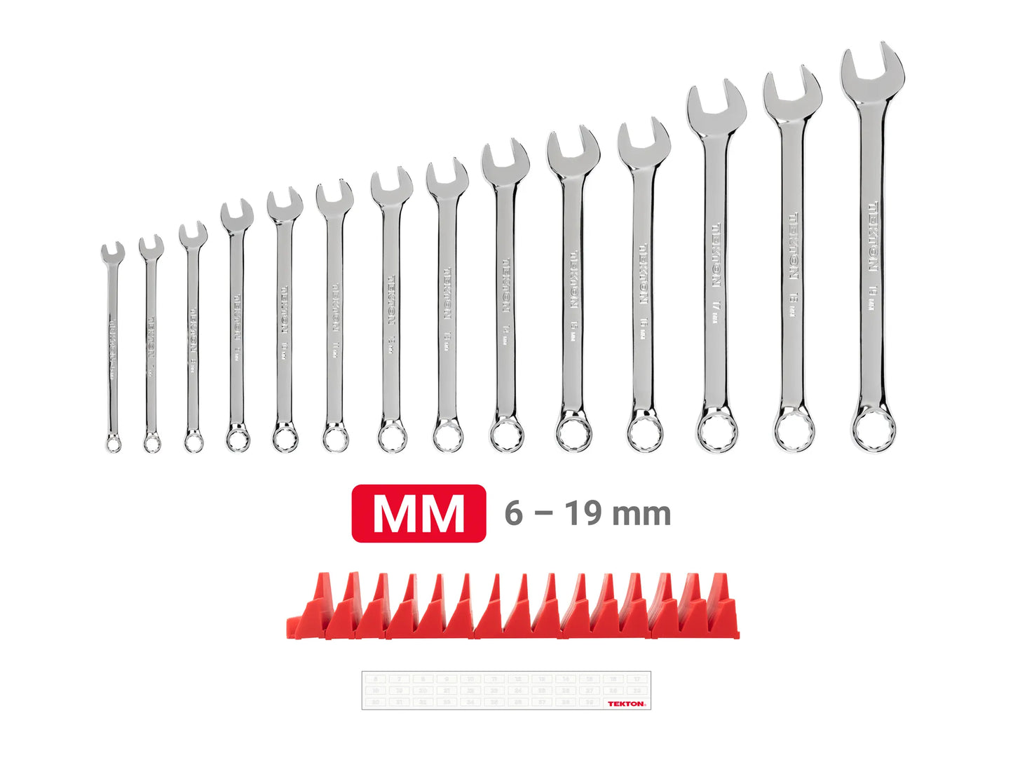 Tekton Combination Wrench Set with Modular Organizers, 14-Piece (6-19 mm)