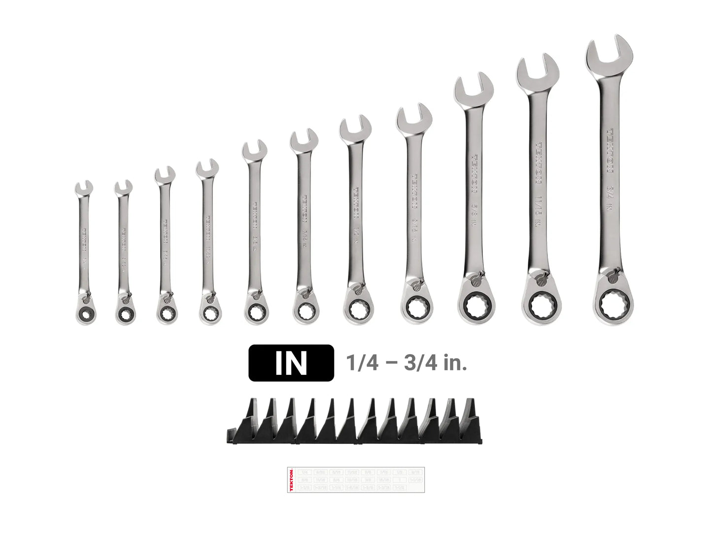 Tekton Reversible 12-Point Ratcheting Combination Wrench Set with Modular Organizers, 11-Piece (1/4-3/4 in)