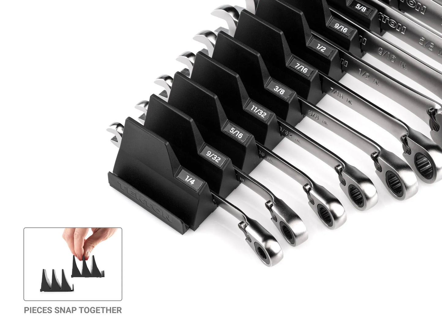 Tekton Reversible 12-Point Ratcheting Combination Wrench Set with Modular Organizers, 15-Piece (1/4-1 in)