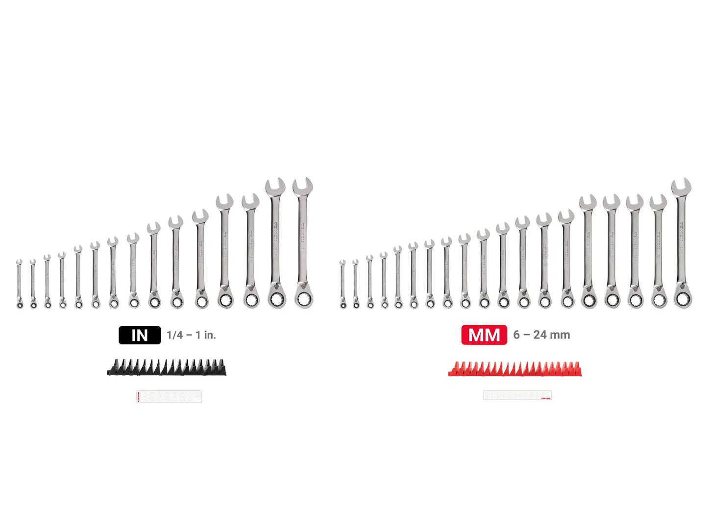 Tekton Reversible 12-Point Ratcheting Combination Wrench Set with Modular Organizers, 34-Piece (1/4-1 in, 6-24 mm)