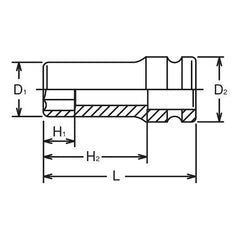Ko-ken 3/8" Drive 6-point Thin Walled Semi Deep Impact Sockets