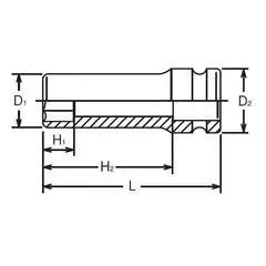 Ko-ken 1/2" Drive 6-point Standard Walled Deep Impact Sockets