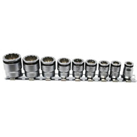 Ko-ken 1/4” Sq. Dr. 12-Point SAE NUT GRIP Socket Set (7/32”–9/16”) — 9 Pc Front View