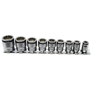 Ko-ken 1/4” Sq. Dr. 12-Point SAE NUT GRIP Socket Set (7/32”–9/16”) — 9 Pc