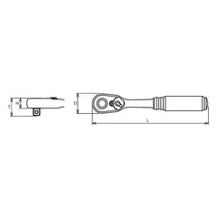 Ko-ken 3/8" Drive in a 1/4" Body x 4.5" Reversible Short Ratchet