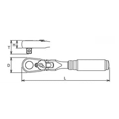 Ko-ken 1/4" Drive x 6.3" Flex Head Reversible Ratchet