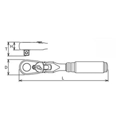 Ko-ken 3/8" x 6.3" Flex Head Reversible Ratchet