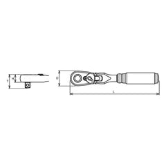 Ko-ken 3/8" x 6.3" Flex Head Reversible Ratchet with Quick Release Button