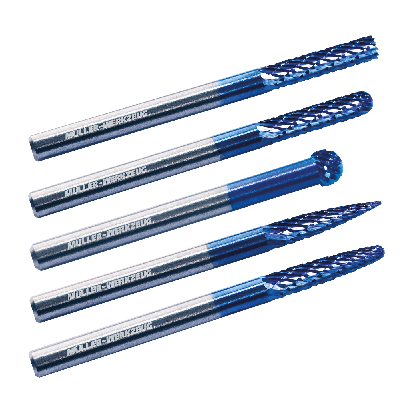 Mueller-Kueps Carbide Milling & Grinding Burrs — 5-Pc Set