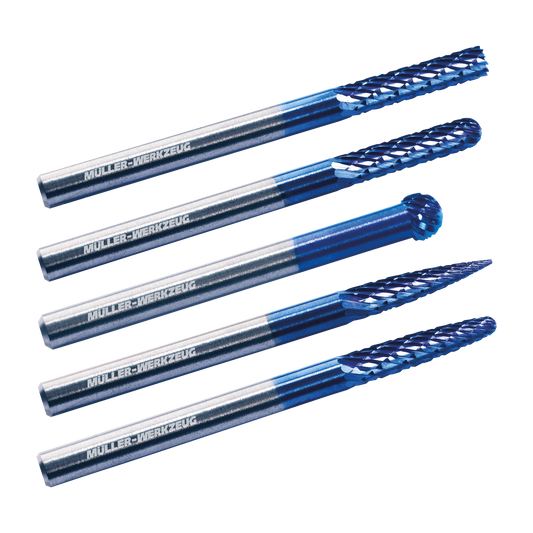 Mueller-Kueps Carbide Milling & Grinding Burrs — 5-Pc Set