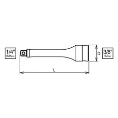 Ko-ken 3/8" Drive to 1/4" Square Extension Bar Adaptor