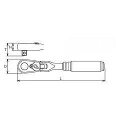 Ko-ken 3/8" Drive x 7" Flex Head Reversible Ratchet