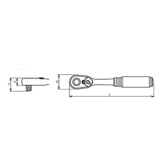 Ko-ken 3/8" Drive x 7" Reversible Short Ratchet with Quick Release Button