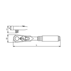 Ko-ken 3/8" Drive x 6.3" Flex Head Reversible Ratchet