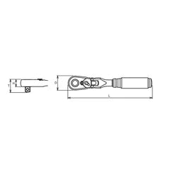 Ko-ken 3/8" Drive x 11" Flex Head Reversible Ratchet with Quick Release Button