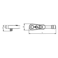 Ko-ken 3/8" x 4.8" Flex Head Reversible Short Ratchet with Quick Release Button