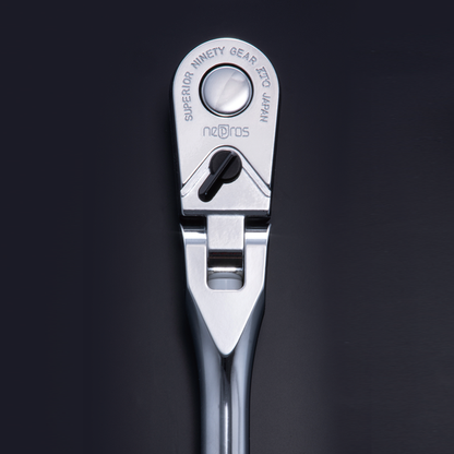 Nepros 3/8” Flex-Head Ratchet Handle — Long (90-Tooth) Close View