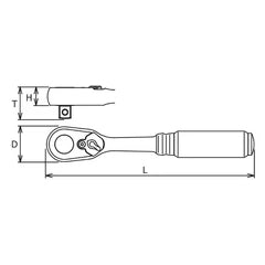 Ko-ken 3/8" Drive x 4.5" Reversible Short Ratchet