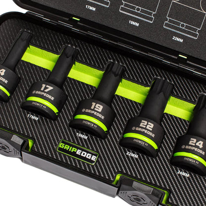 Impact Metric RPT Hex Bit Socket Set — 5-Pc, 3/4” Drive