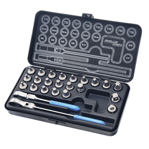 Mueller-Kueps XS Ultra-Slim Bit Ratchet Kit, Torx / Triple-Square / Hex, 1/4″ & 3/8″ Drive