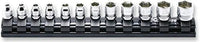 Ko-ken 1/4" Drive 6-point Socket Set (12 pieces) / Rail 7.8" Front View 