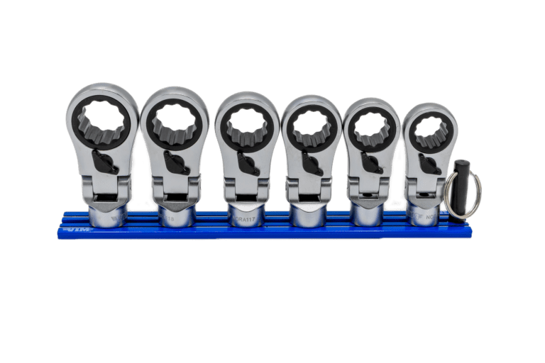 VIM Tools 6 Pc. 12pt Nano Flex Offset Ratcheting Attachment Set – 3/8″ Drive (14–19mm) Front View