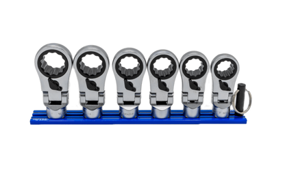 VIM Tools 6 Pc. 12pt Nano Flex Offset Ratcheting Attachment Set – 3/8″ Drive (14–19mm) Front View
