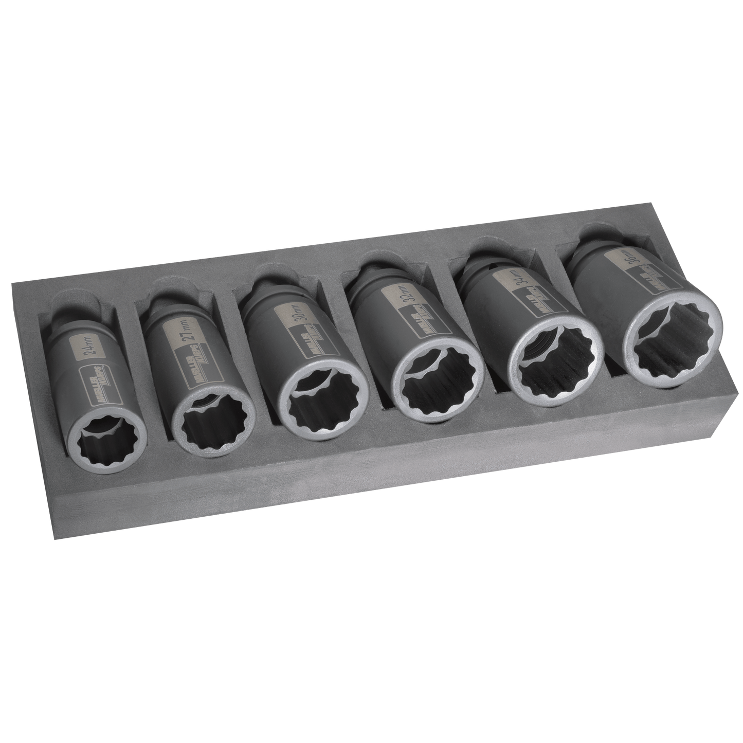 Mueller-Kueps 6-Pc Drive-Shaft Impact Socket Kit, 24–36 mm, 3/4″ Drive, 12-Point