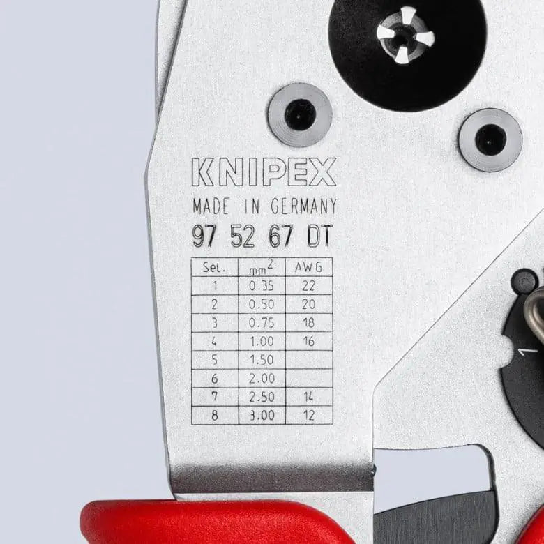 Knipex 9" Crimping Pliers – Four-Mandrel For DT Contacts
