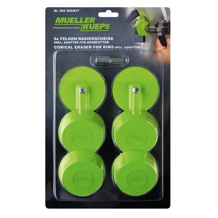 Mueller Conical Eraser Wheel Kit, 6-pack (Includes Adapter)