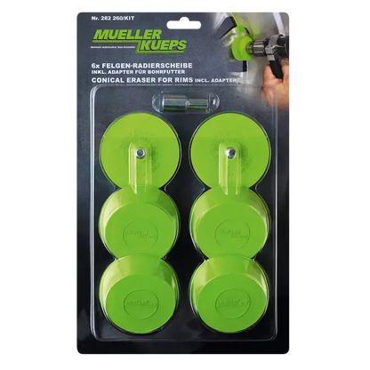 Mueller Conical Eraser Wheel Kit, 6-pack (Includes Adapter)