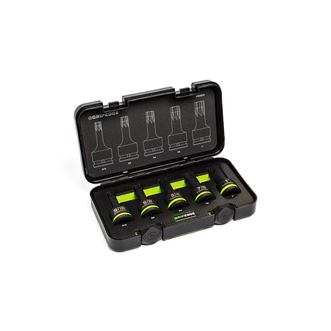 5-Pc Impact SAE RPT Hex Bit Socket Set — Prevent Rounding, Remove Damaged