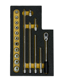 Ko-ken 1/4" Sq. Dr. Nut Grip Socket Set in Foam (KO-1052) Front View
